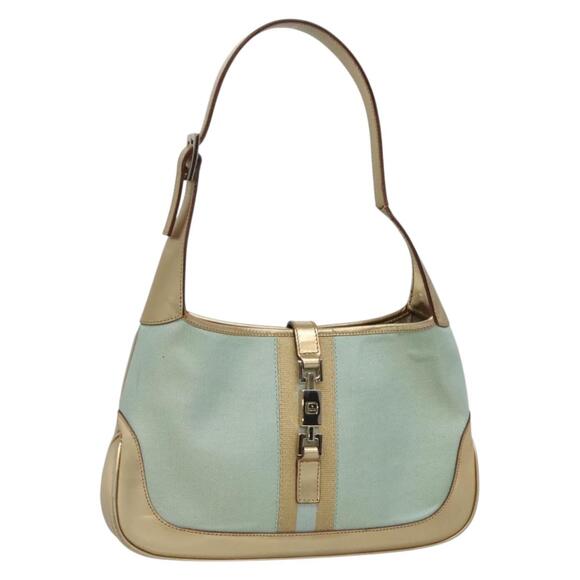 GUCCI Jackie Shoulder Bag Canvas Green Gold 001 001 - Picture 1 of 16